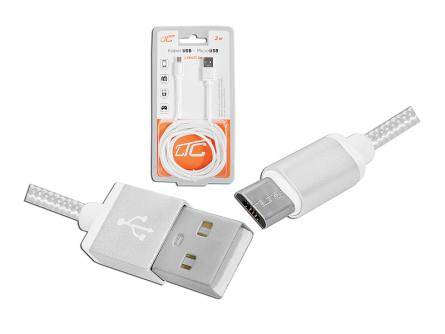 KABEL USB - microUSB 2m biały