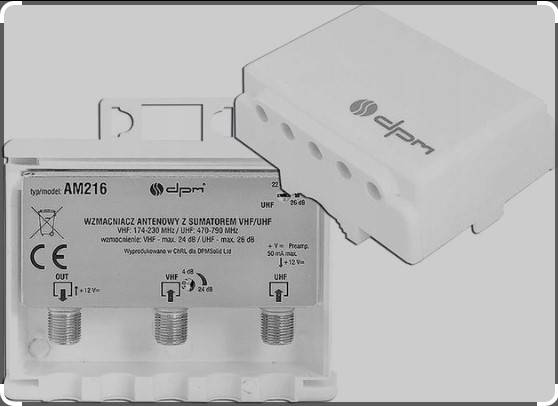 WZMACNIACZ ANTENOWY Z SUMATOREM UHF/VHF regulowany