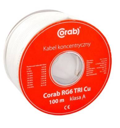 KABEL KONC RG6 TRI CU CORAB 100m BOX