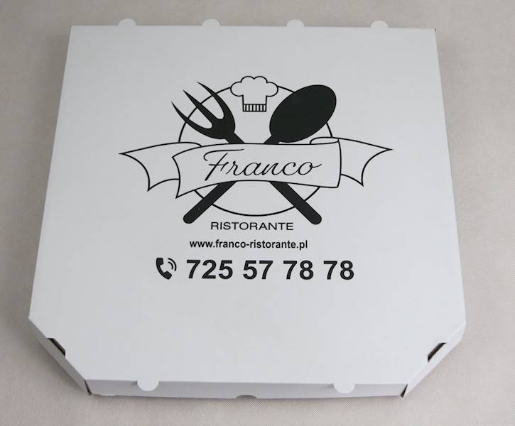 Pudełka  białe rogi ścięte 30 cm/3,5 (cena brutto za 100 sztuk) kartony na pizzę boxy