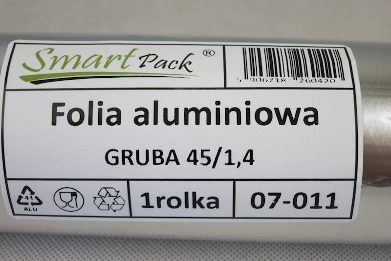 Folia alumiowa gruba szeroka 45 cm (cena brutto za 1 sztukę) na rolce