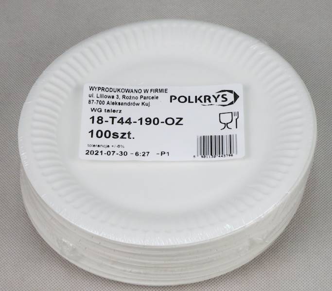 Talerze papierowe jednorazowe eko 18 cm (cena brutto za 100 sztuk)
