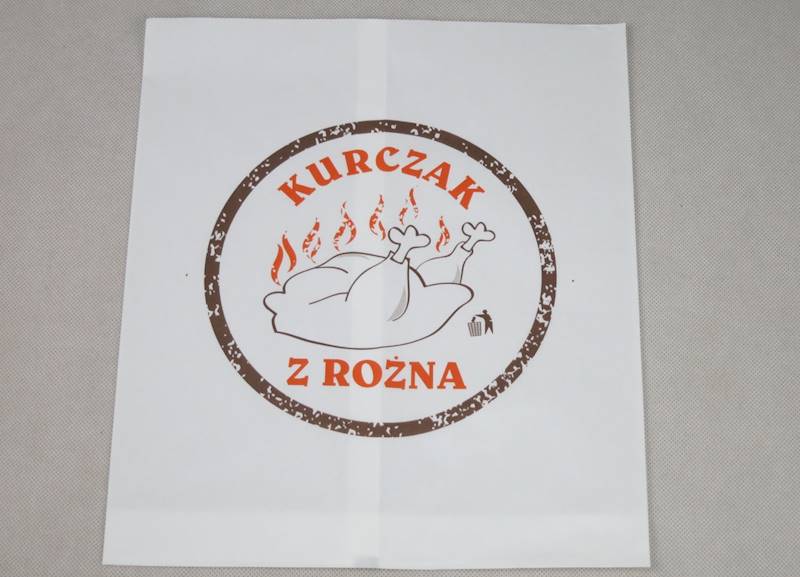 Torby na kurczaka z nadrukiem DUŻE 25/30 (cena brutto za 100 sztuk) papierowe jednorazowe foliowane