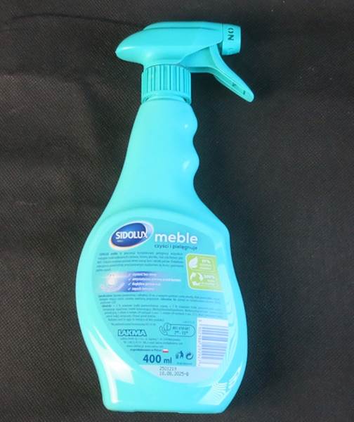 Płyn do czyszczenia mebli MDF plastiku (cena brutto za 1 sztukę) Sidolux 400 ml