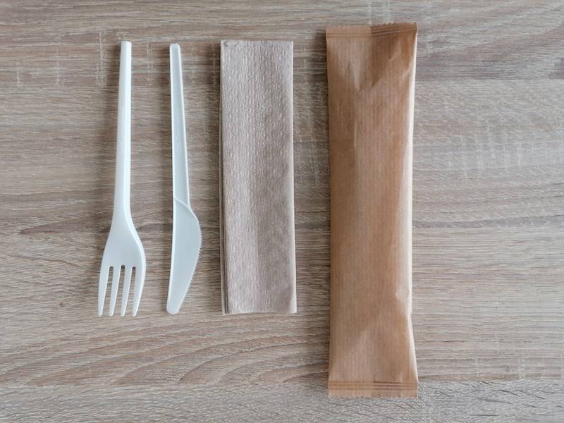 Konfekcja zestaw sztućców ECO CPLA BIAŁY WNS (cena brutto za 200 sztuk) Smart Pack