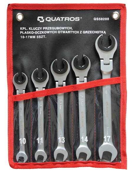 Kpl.kluczy przegub.pł-oczko z grzechotką 10-17mm