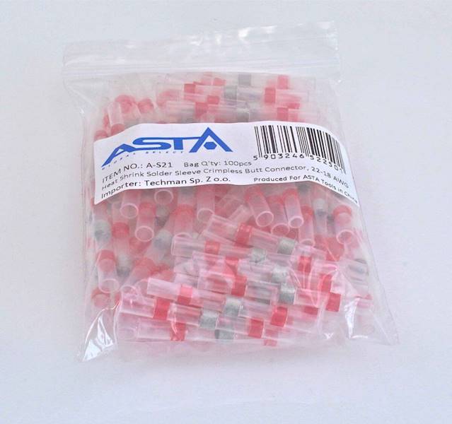 Złącze termokurczliwe z cyną op.100szt. czerwone