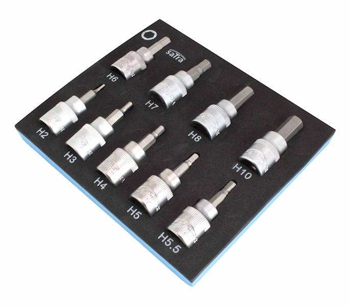 Klucze nasadowe HEX 3/8' - 9ele.- wkład