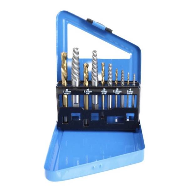 Zestaw wierteł i wykrętaków do urwanych śrub 10szt