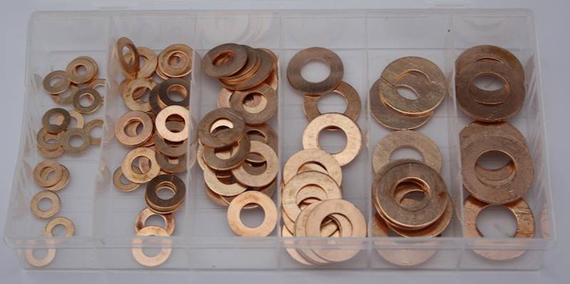 Kpl.podkładek miedzianych 150 szt.