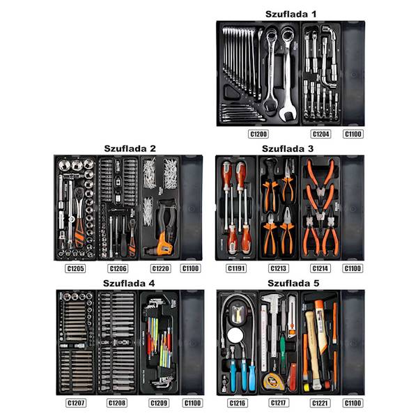 Wózek warsztatowy 7 szuflad + zamykane drzwi