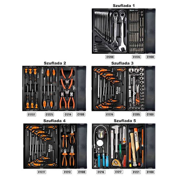 Wózek warsztatowy z wyposażeniem 135 elementów.