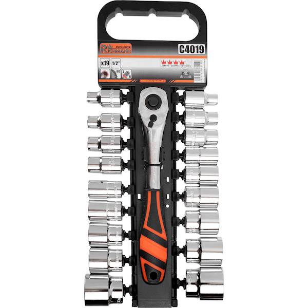 Kpl.nasadek 1/2" 19cz.+grzechotka