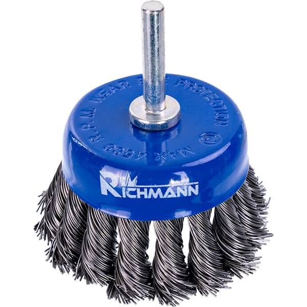 Szczotka do wiertarki doczołowa 75mm drut skręt.