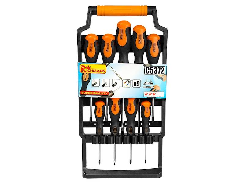 Wkrętaki 9 elem. plastikowa kaseta