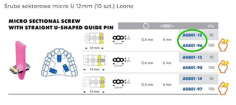 ŚRUBA SEKTOROWA MICRO U  16 mm -  100 szt.