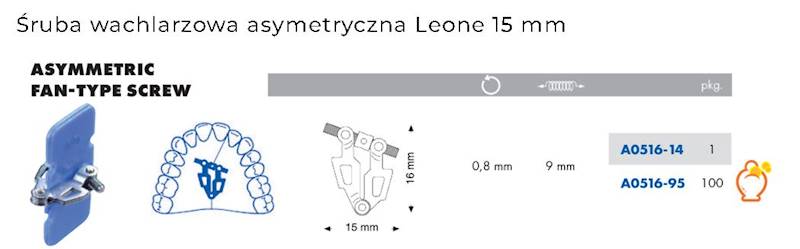 ŚRUBA WACHLARZOWA ASYETRYCZNA 15 MM 