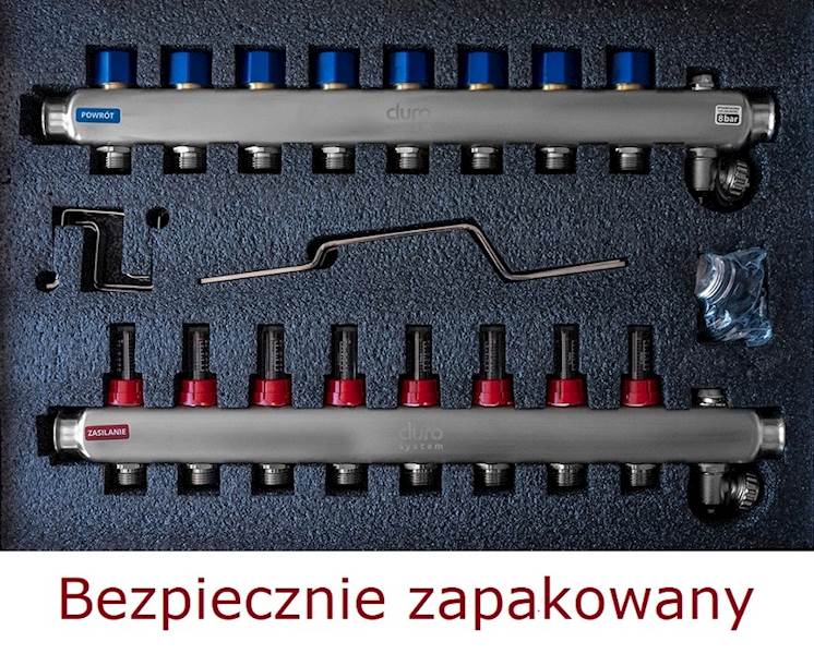 Rozdzielacz do podłogówki 7 obwodów ze stali nierdzewnej INOX 1”