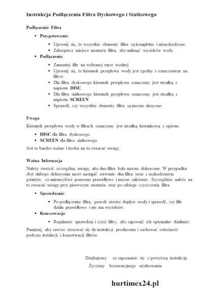 Filtr dyskowy " T-type" antypiaskowy 3”  50 m3/h