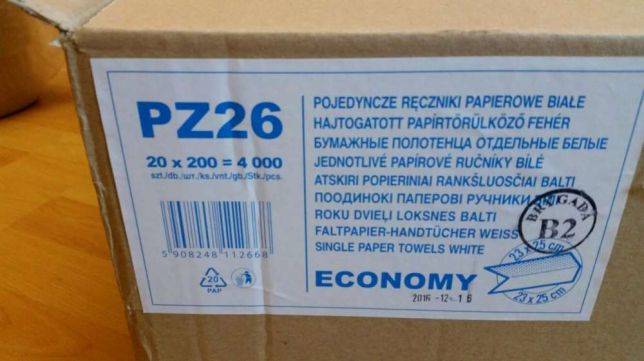 RĘCZNIK ZZ BIAŁY PZ26 1W 80% SC 2215461 91725