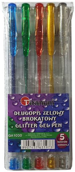 DŁUGOPIS ŻELOWY 5KOL. BROKAT TS