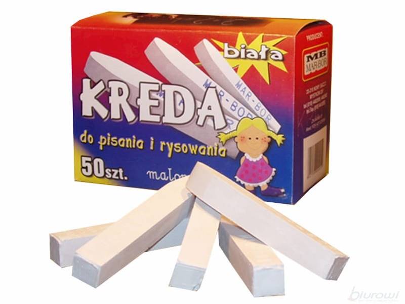 KREDA NIEPYLĄCA BIAŁA 50SZT. MAR-BOR B4 KWADRAT