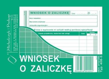 WNIOSEK O ZALICZKĘ A6 MIP 408-5