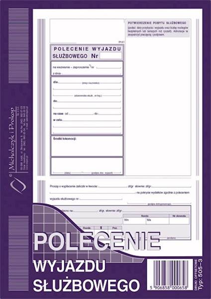 POLECENIE WYJAZDU  MIP 505-3 DELEGACJA