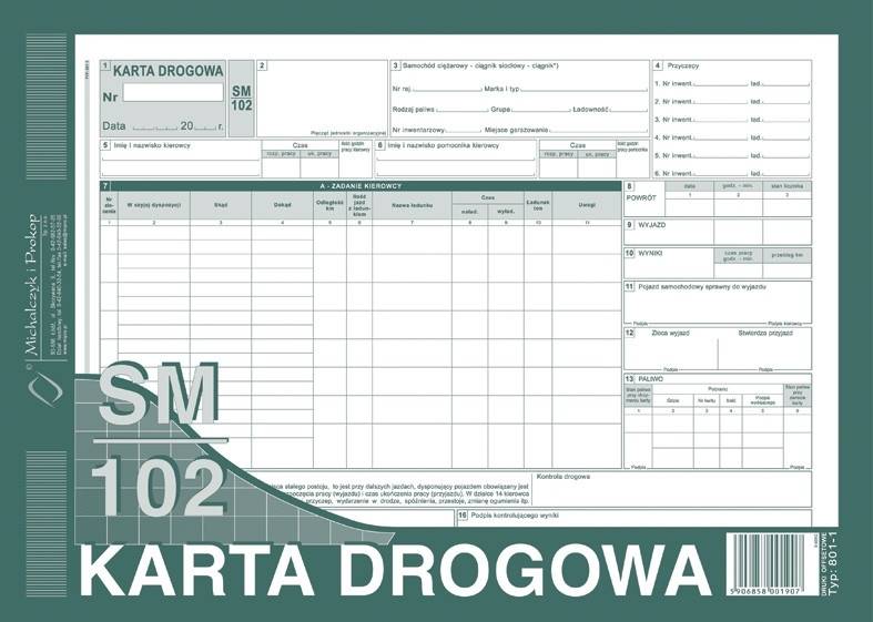 KARTA DROGOWA TYP 801-1 SM102