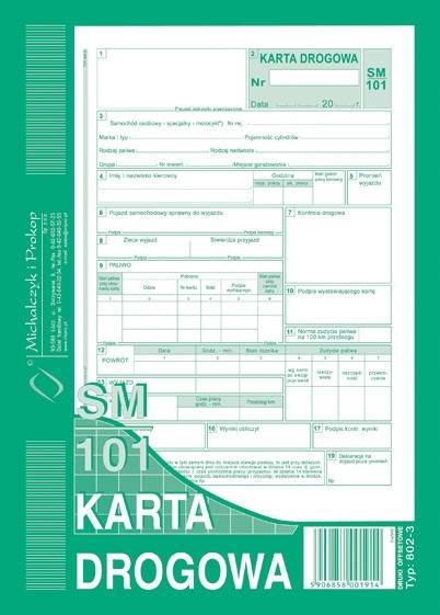 KARTA DROGOWA A5 MIP-SAM.OS. 802-3 SM101