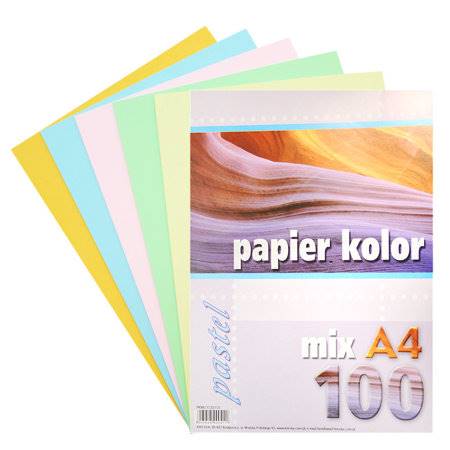PAPIER XERO 160G KOLOR MIX  PASTEL A4/100