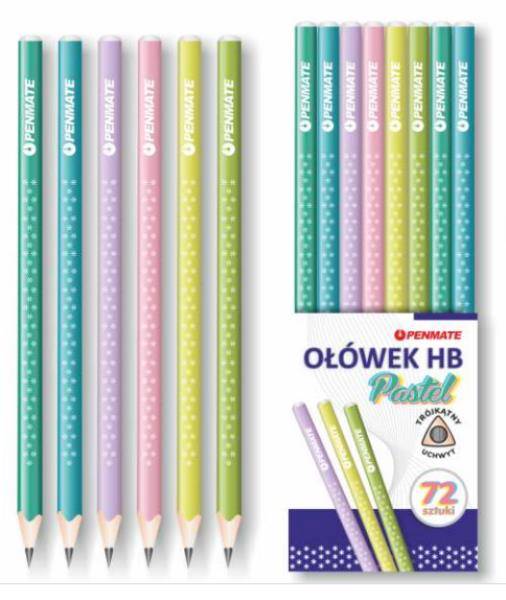 OŁÓWEK HB PASTELOWY W GWIAZDKI TRÓJKĄTNY