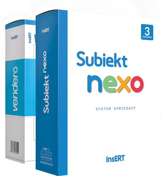 Subiekt nexo 3st. + vendero sklep 3000 tow. (e-lic.)