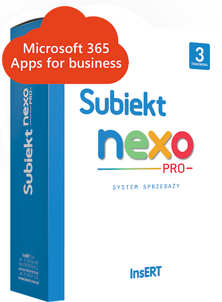 Subiekt nexo PRO 3st. (e-lic.) + Microsoft 365 Apps for business