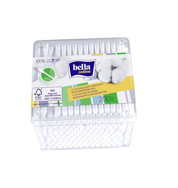 Patyczki papierowe BELLA COTTON, pudełko 200 szt.