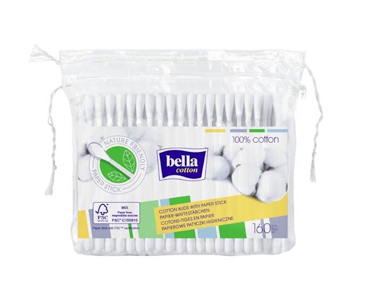 Patyczki papierowe BELLA COTTON, folia 160 szt.