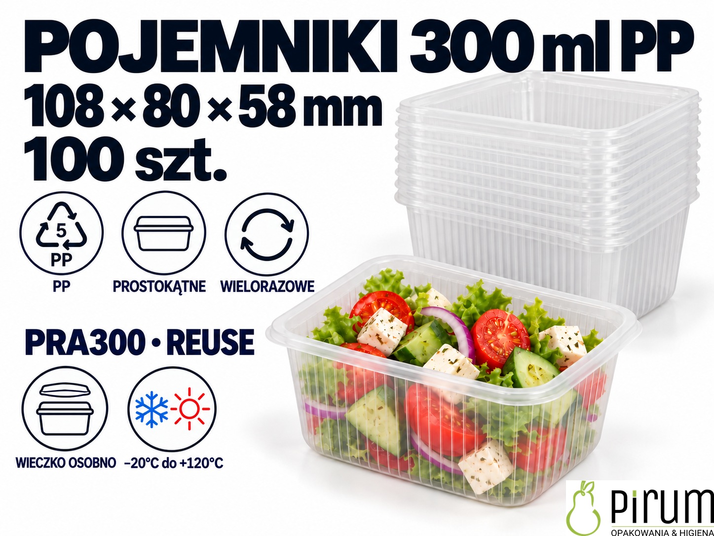 Pojemniki PP PRA300 REUSE — 100 szt.