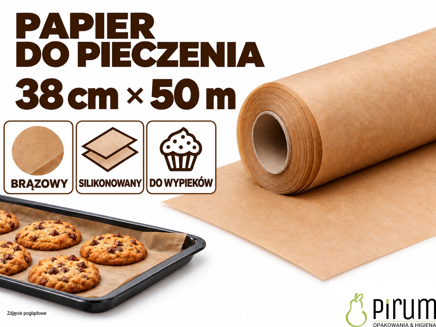 Papier silikonowany do pieczenia — 38 cm × 50 m