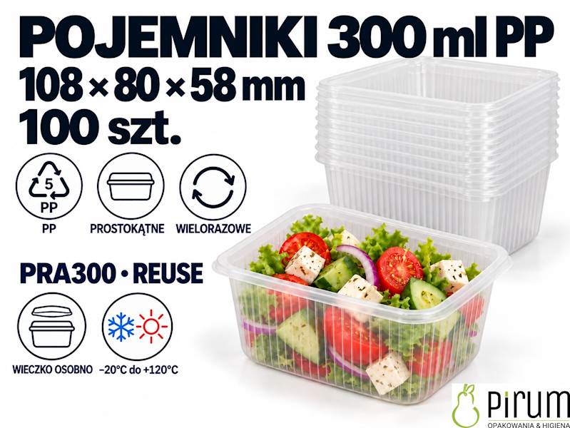 Pojemnik 300ml PP 108x80mm PRA300 REUSE 100szt