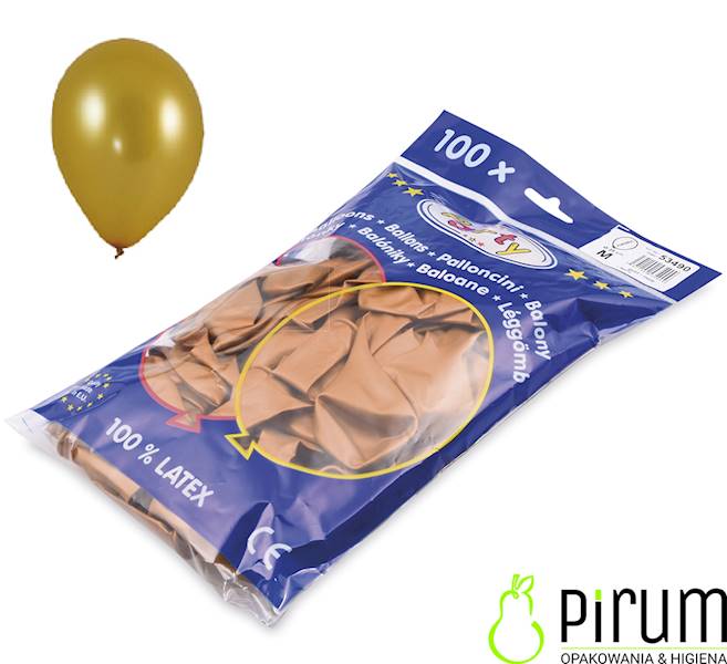 Balony ZŁOTE 25cm 100szt. Wimex 53490