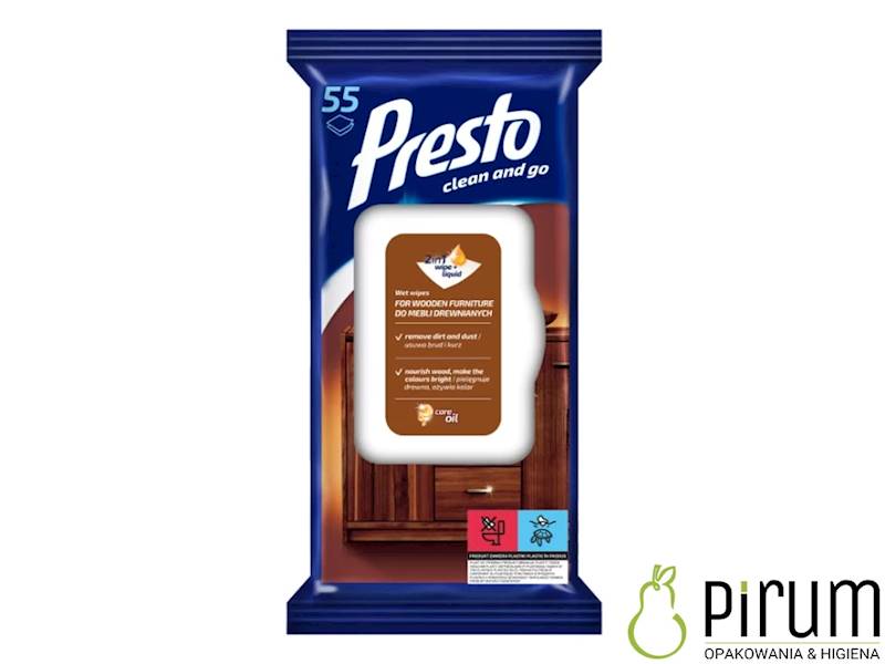 Presto Ściereczki Nawilżane Meble Drewniane 55szt