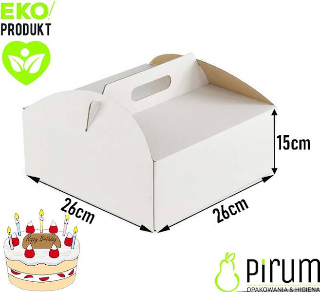 Pudełko 26x26x15 UCHWYT Karton 340g Tort 100szt