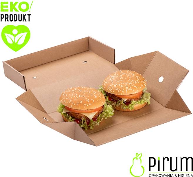 Pudełko 24x12x10 Brąz BURGER z Talerzem 100szt 