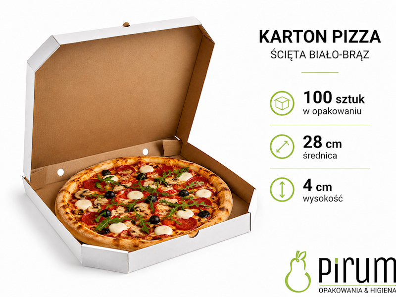 Pizza 28cm/4cm ŚCIĘTA BIAŁO-BRĄZ Karton E 100szt