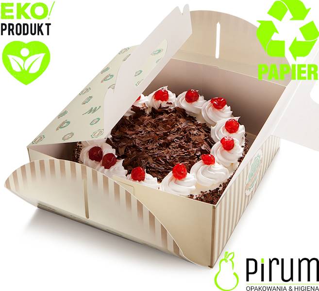 Pudełko Ciasto Rączka 19x14x9cm Nadruk CUP 25szt