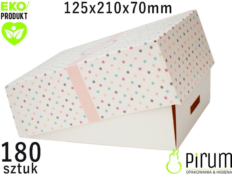 Pudełko PAP 125x210x70 KROPKI Ciasto 180szt 43191