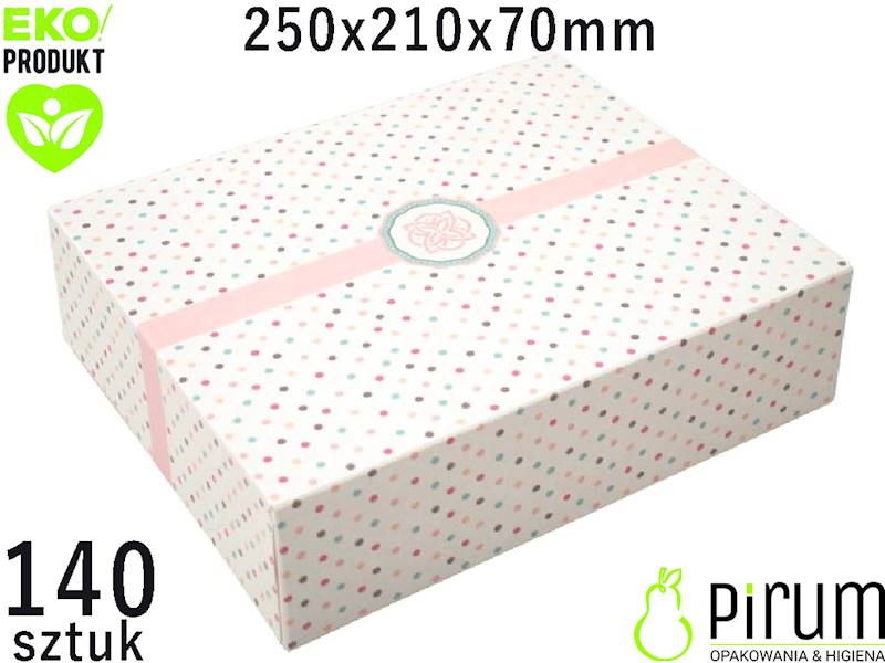 Pudełko PAP 250x210x70 KROPKI Ciasto 140szt 43192
