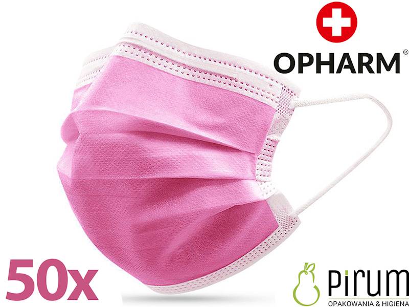 Maseczka Medyczna RÓŻOWA OPHARM® 50szt