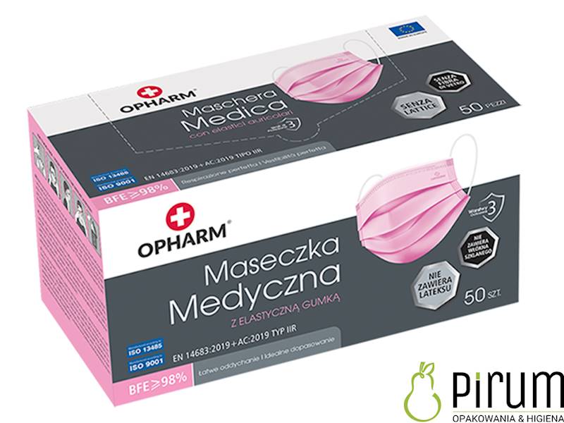Maseczka Medyczna RÓŻOWA OPHARM® 50szt