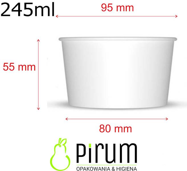 $ Miseczka 245ml PAP Biała Gładka 25szt Kram 22595